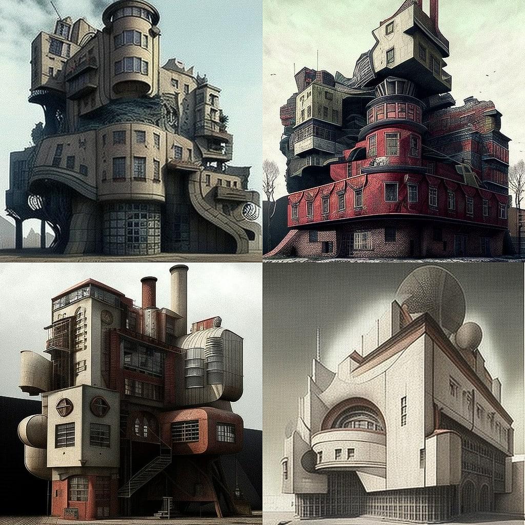 Konstantin Melnikov style, Midjourney V4, render 1 of 4