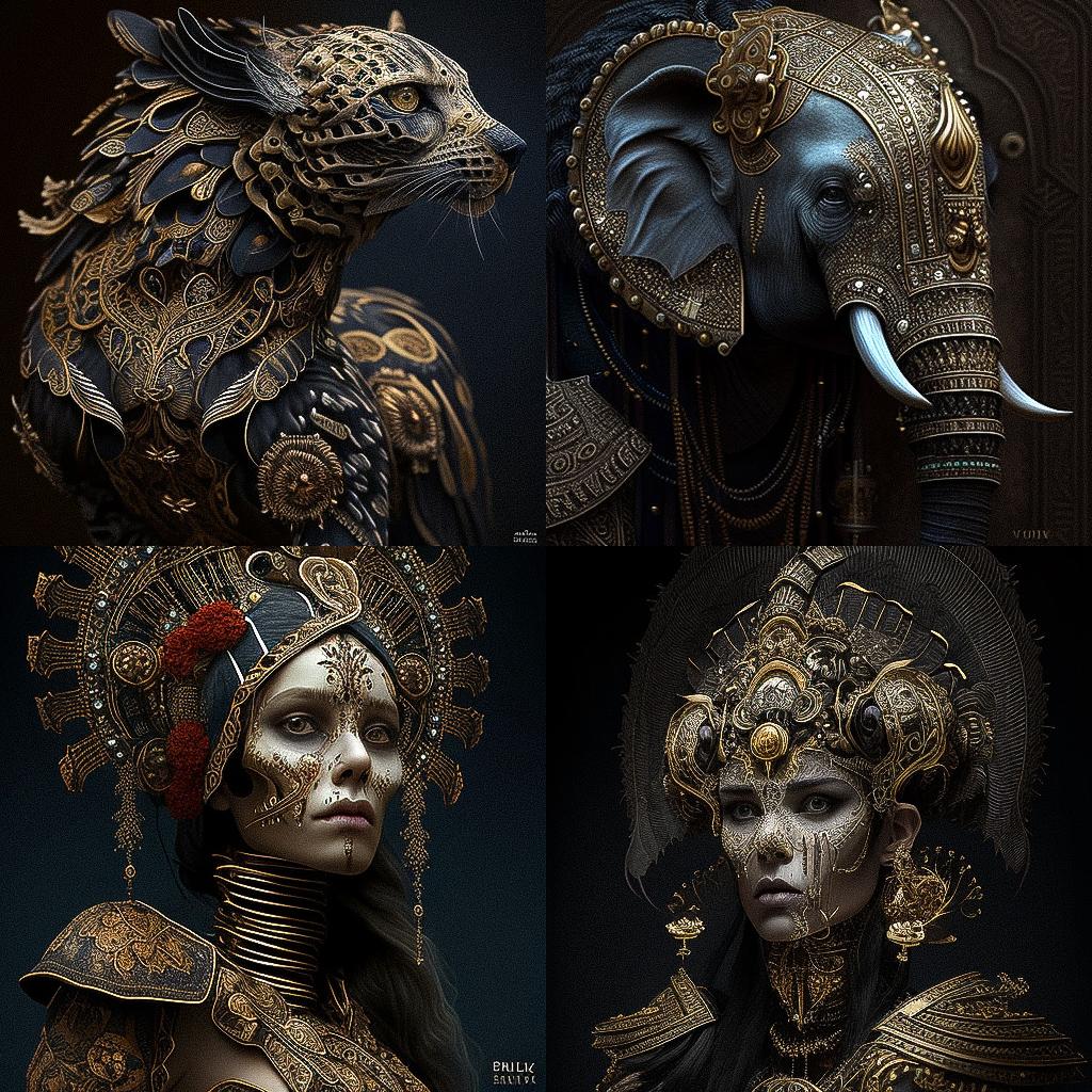 Kris Kuksi style, Midjourney V4, render 1 of 4