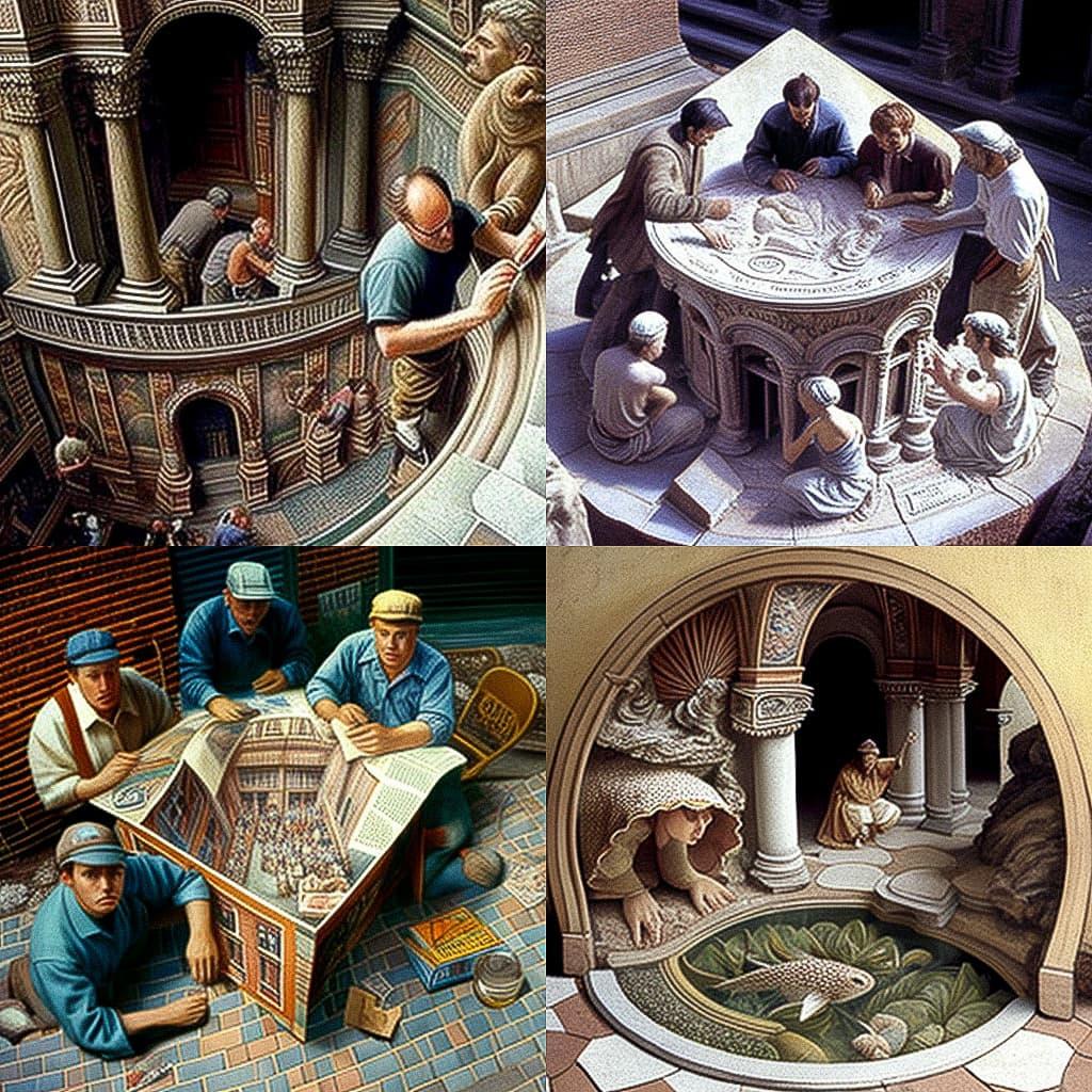 Kurt Wenner style, Midjourney V4, render 1 of 4