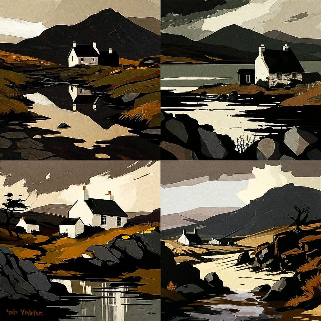 Kyffin Williams style, Midjourney V4, render 1 of 4