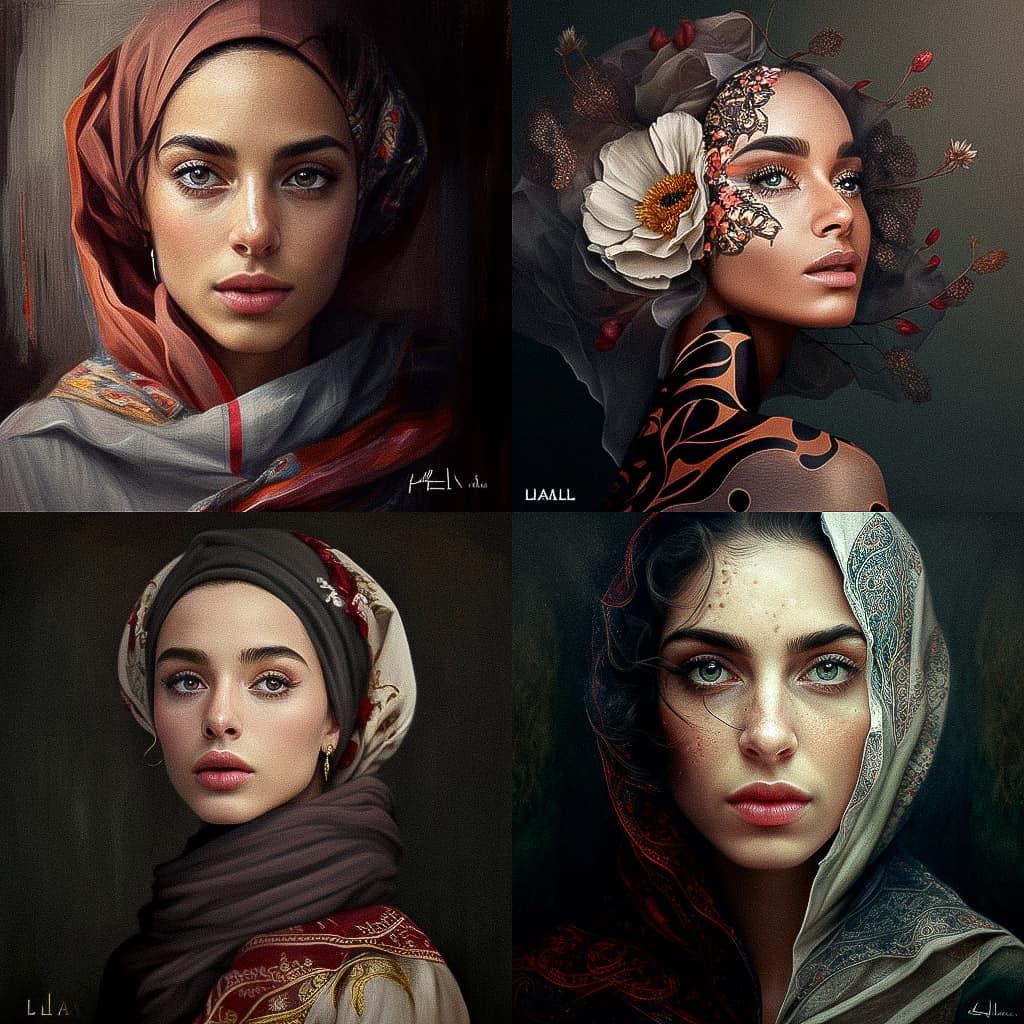 Lalla Essaydi style, Midjourney V4, render 1 of 4