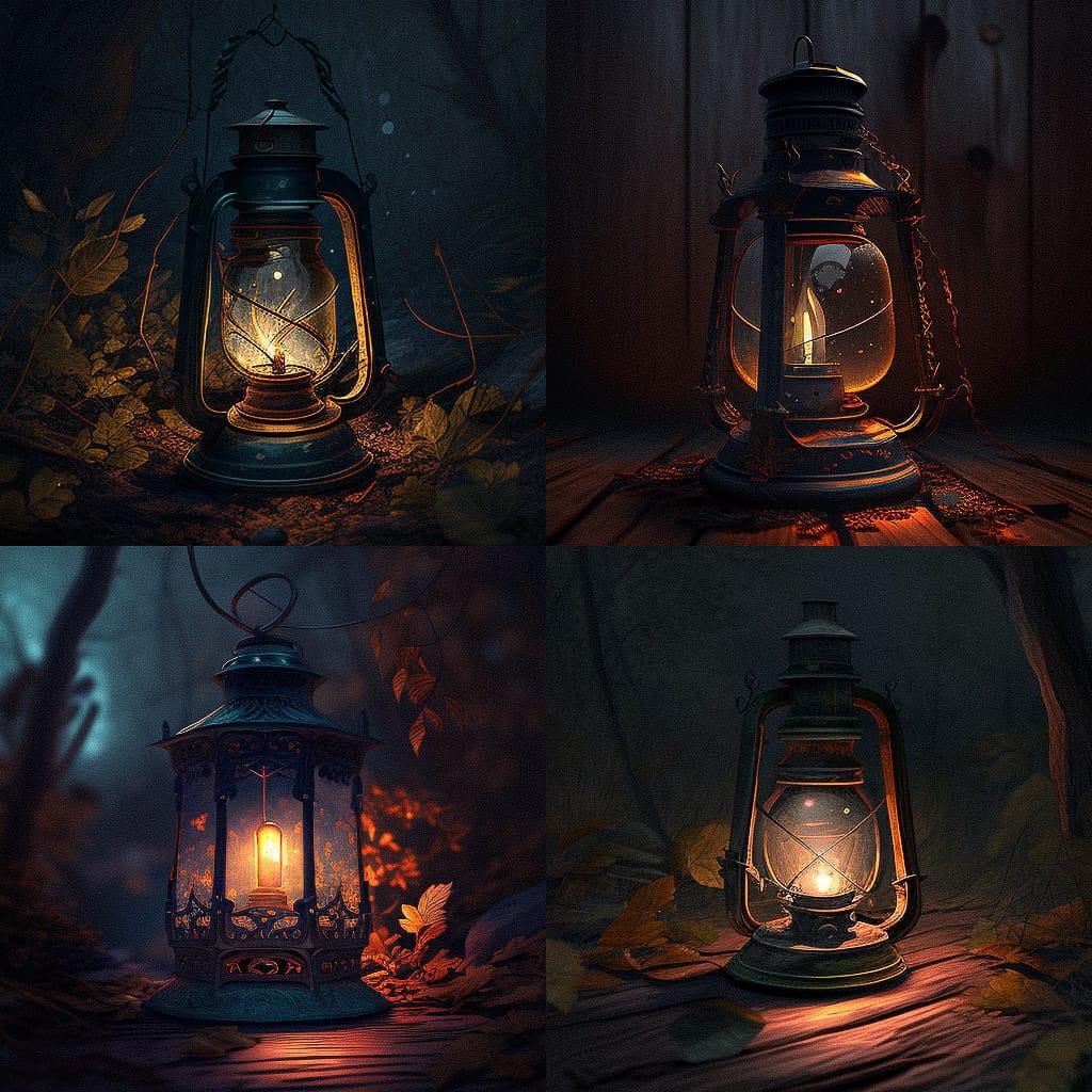 Lantern-lit style, Midjourney V4, render 1 of 4