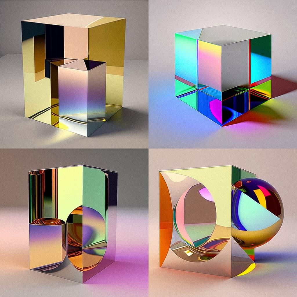 Larry Bell style, Midjourney V4, render 1 of 4