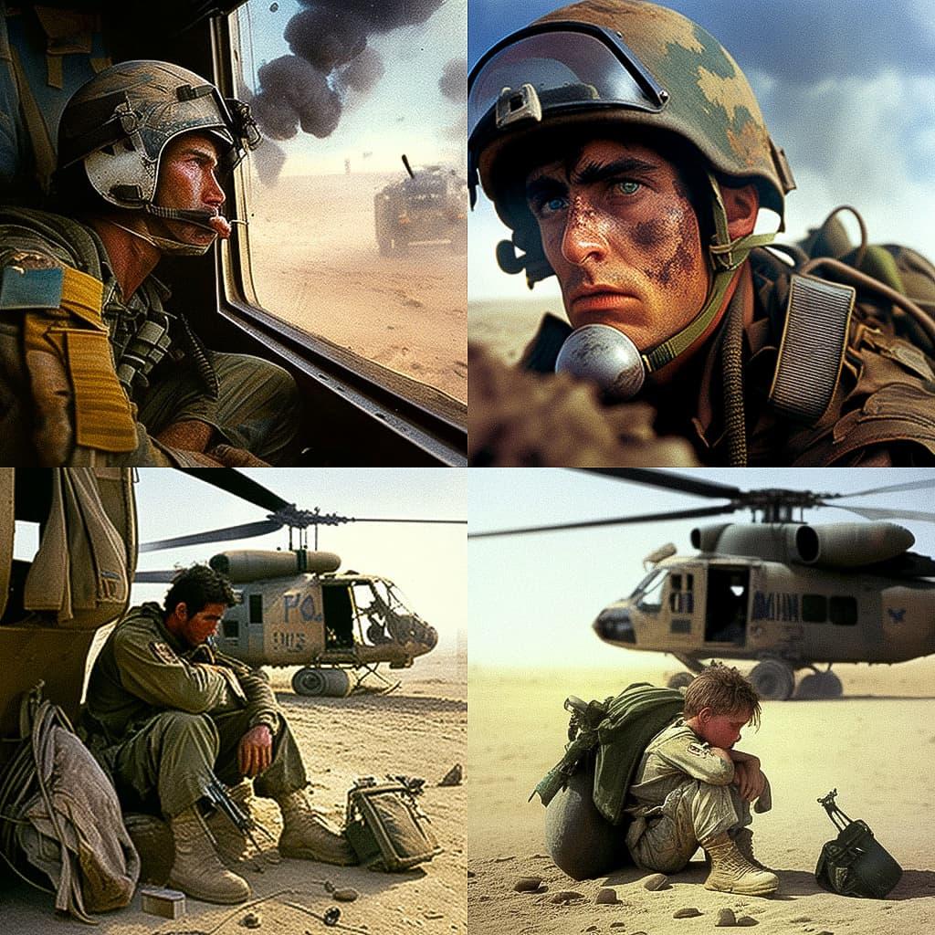 Larry Burrows style, Midjourney V4, render 1 of 4