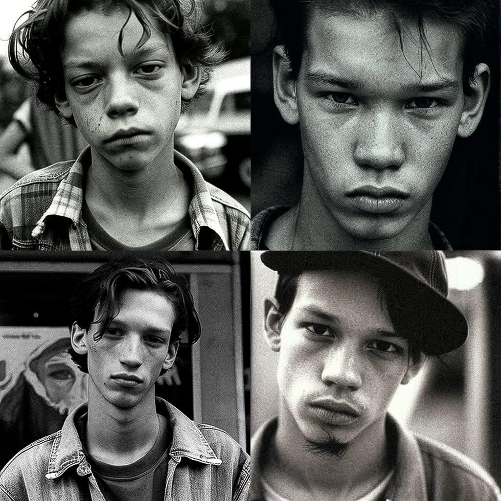 Larry Clark style, Midjourney V4, render 1 of 4