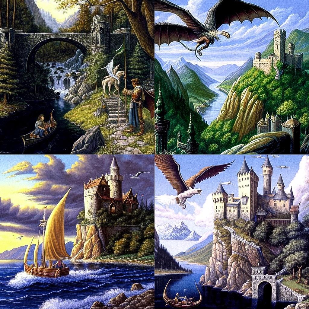 Larry Elmore style, Midjourney V4, render 1 of 4