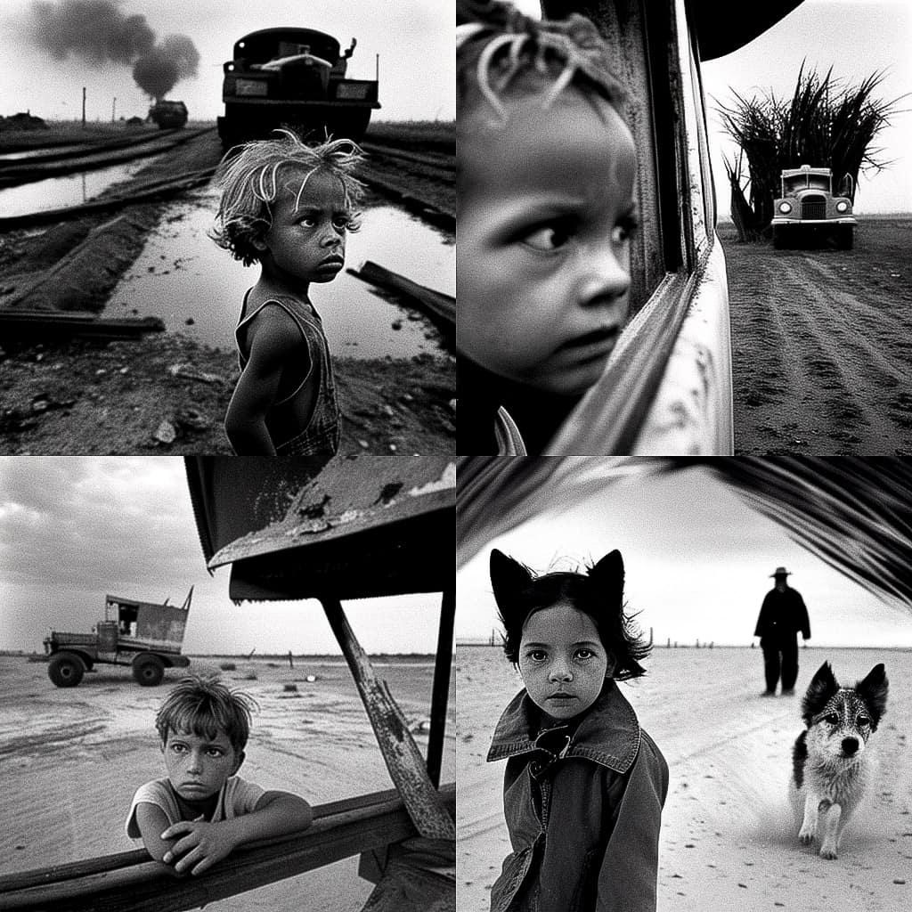 Larry Towell style, Midjourney V4, render 1 of 4