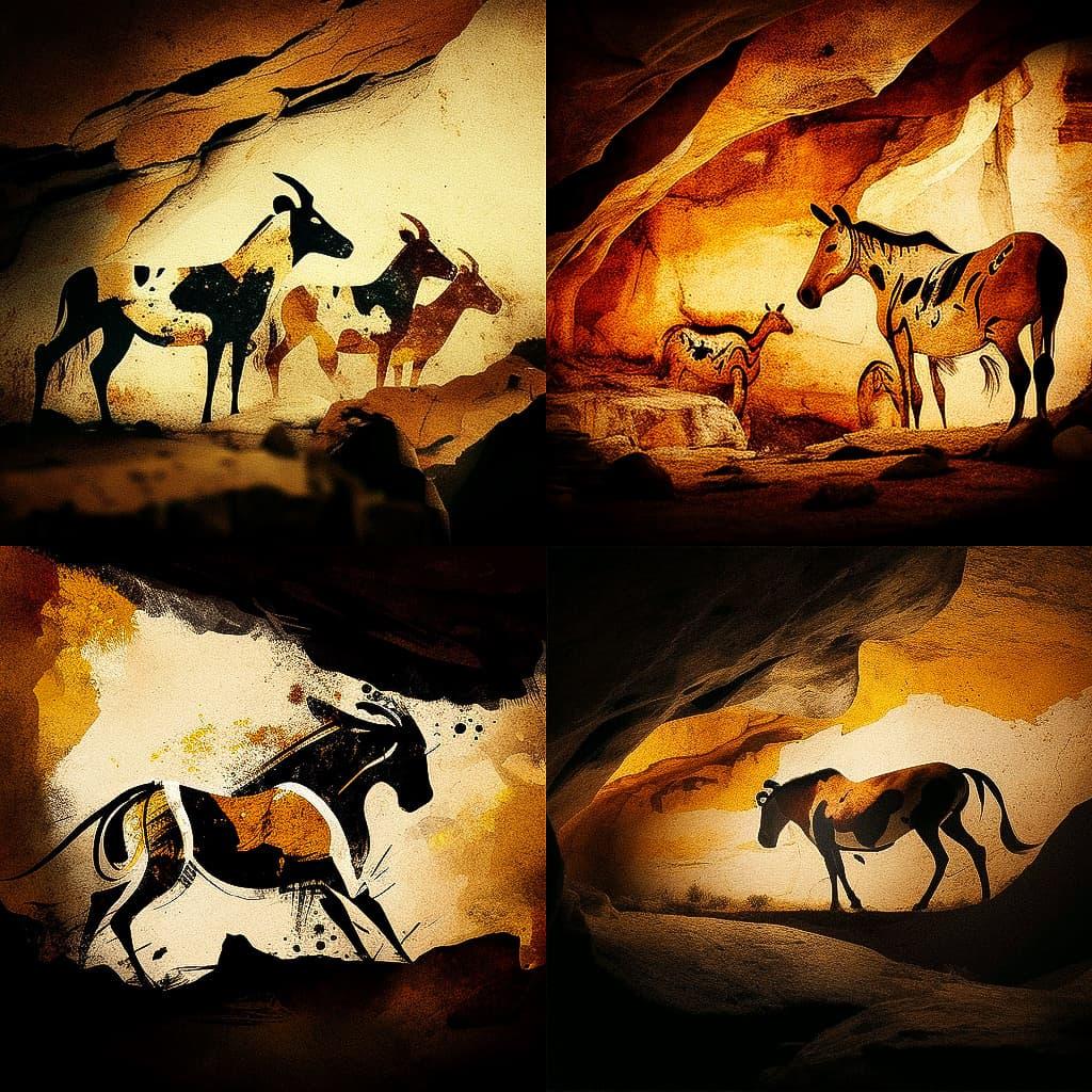Lascaux style, Midjourney V4, render 1 of 4