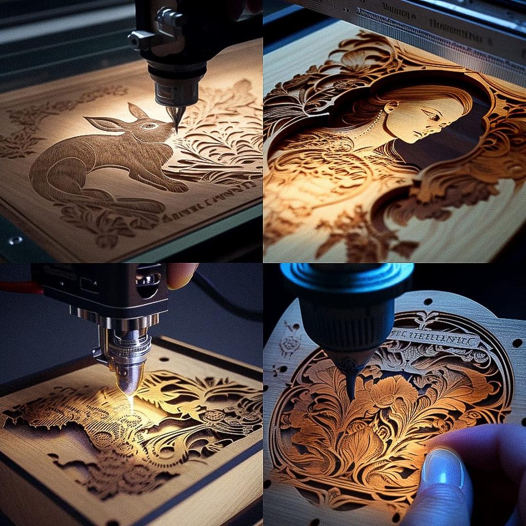 Laser engraving style, Midjourney V4, render 1 of 4