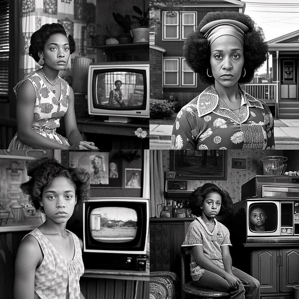 LaToya Ruby Frazier style, Midjourney V4, render 1 of 4