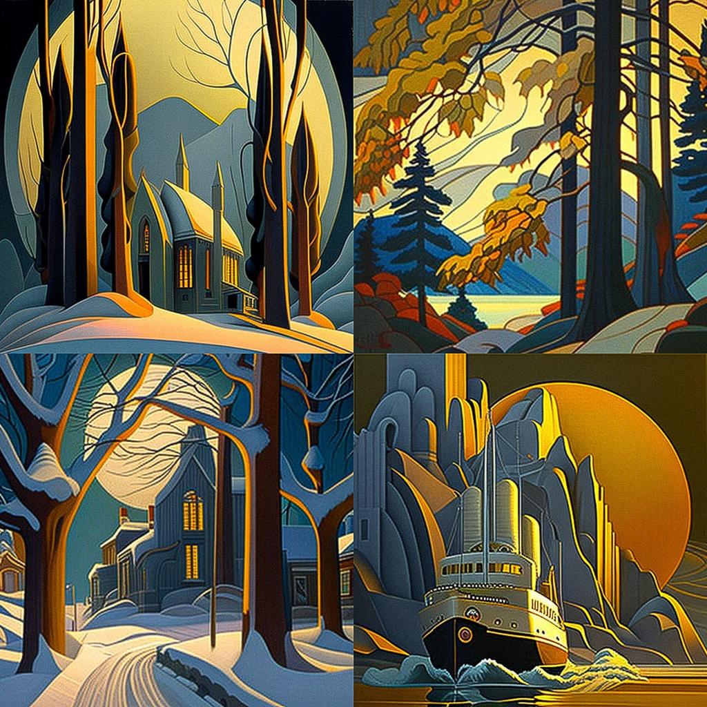 Lawren Harris style, Midjourney V4, render 1 of 4