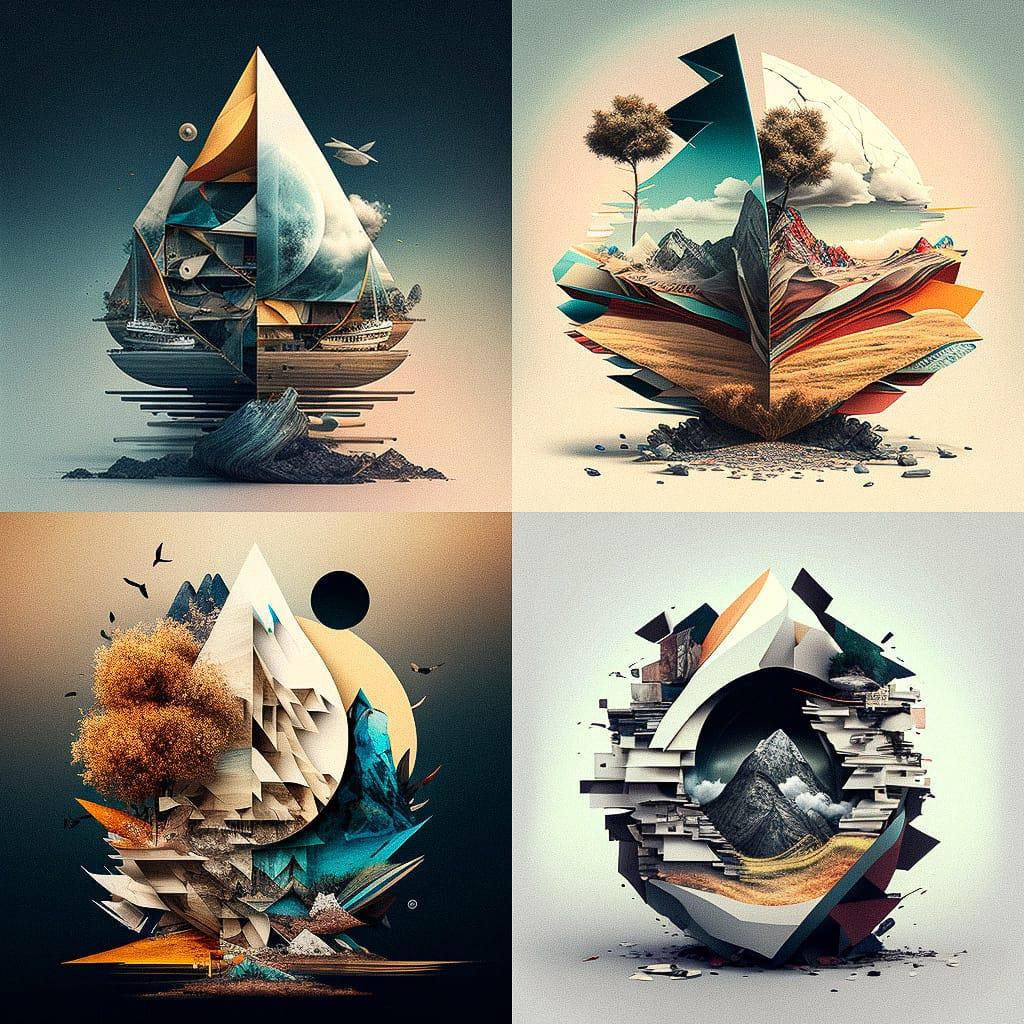 Layered composition style, Midjourney V4, render 1 of 4
