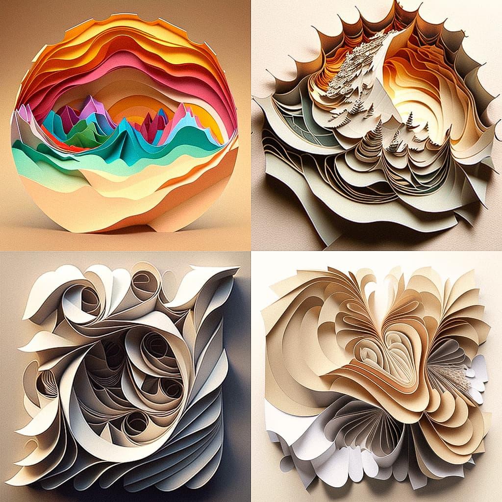 Layered paper style, Midjourney V4, render 1 of 4