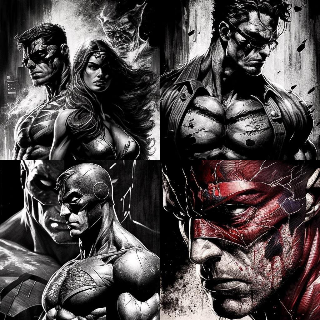 Lee Bermejo style, Midjourney V4, render 1 of 4