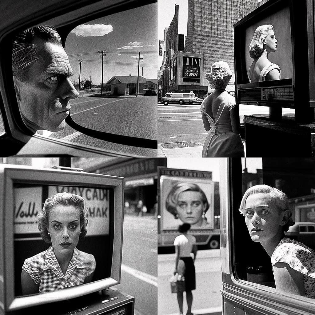Lee Friedlander style, Midjourney V4, render 1 of 4