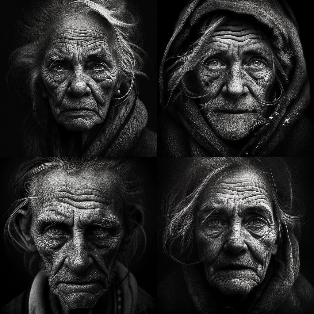 Lee Jeffries style, Midjourney V4, render 1 of 4