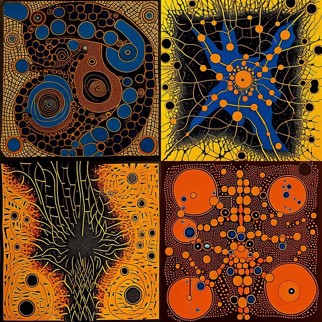 Lee Mullican style, Midjourney V4, render 1 of 4