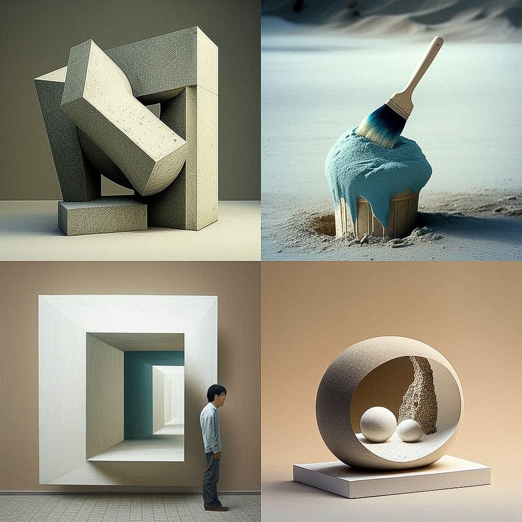 Lee Ufan style, Midjourney V4, render 1 of 4