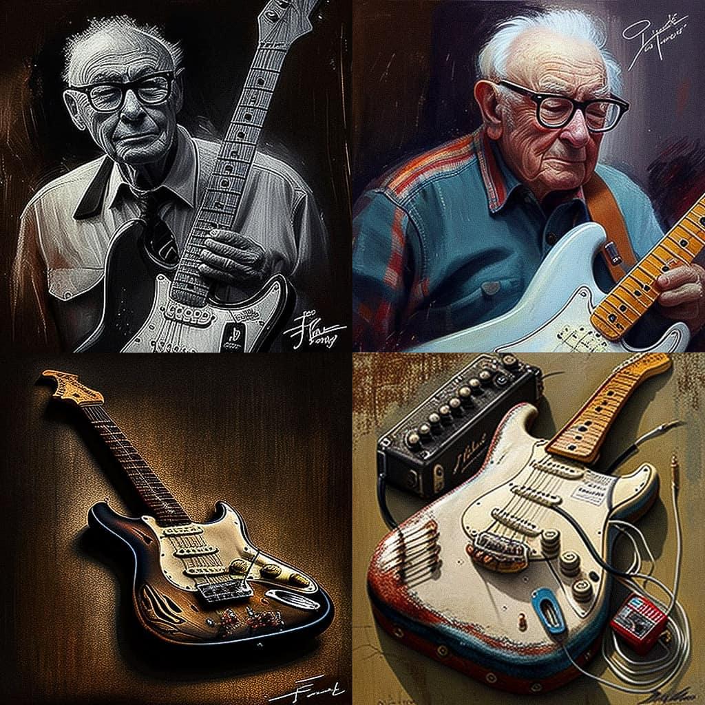 Leo Fender style, Midjourney V4, render 1 of 4