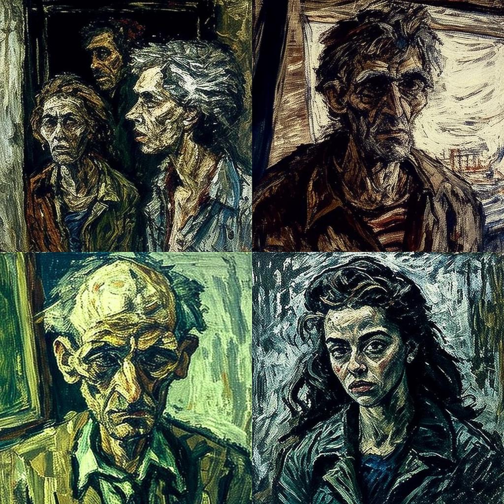Leon Kossoff style, Midjourney V4, render 1 of 4
