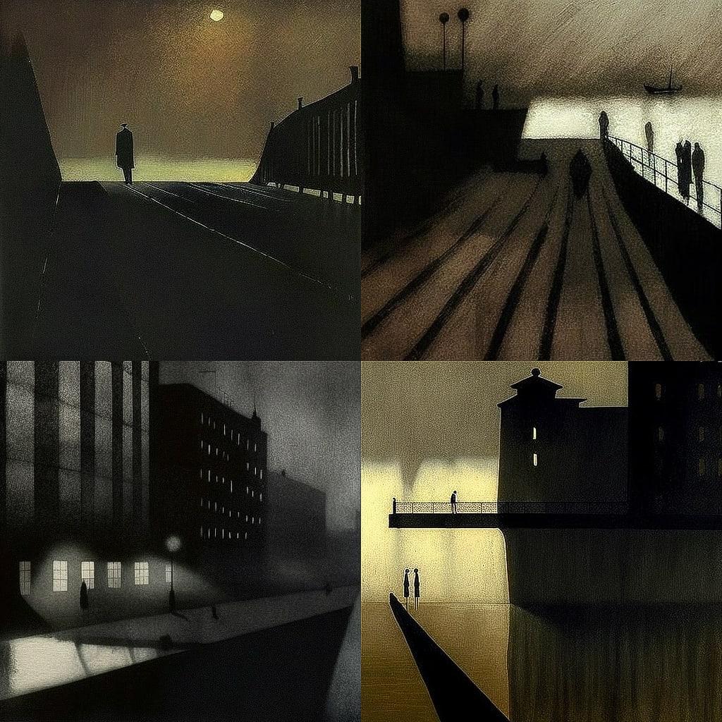 Leon Spilliaert style, Midjourney V4, render 1 of 4