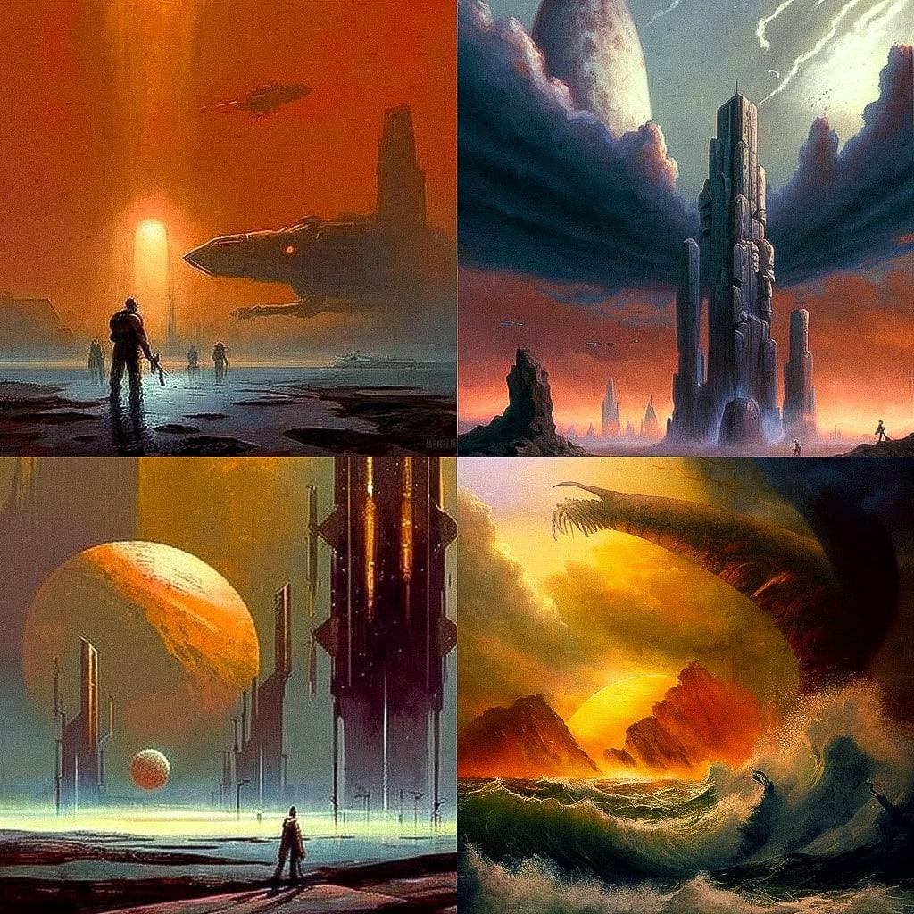 Les Edwards style, Midjourney V4, render 1 of 4