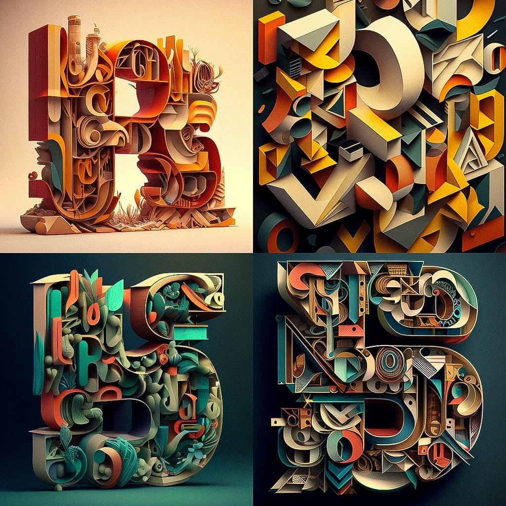 Letterism style, Midjourney V4, render 1 of 4
