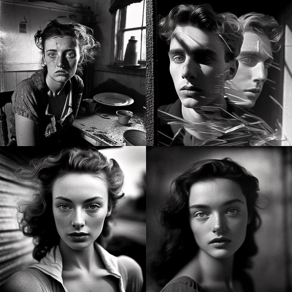 Lewis Morley style, Midjourney V4, render 1 of 4