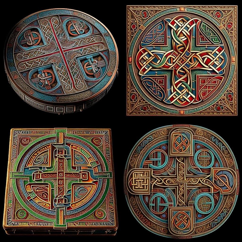 Lindisfarne Gospels style, Midjourney V4, render 1 of 4