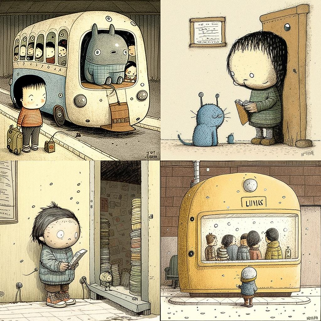 Liniers style, Midjourney V4, render 1 of 4