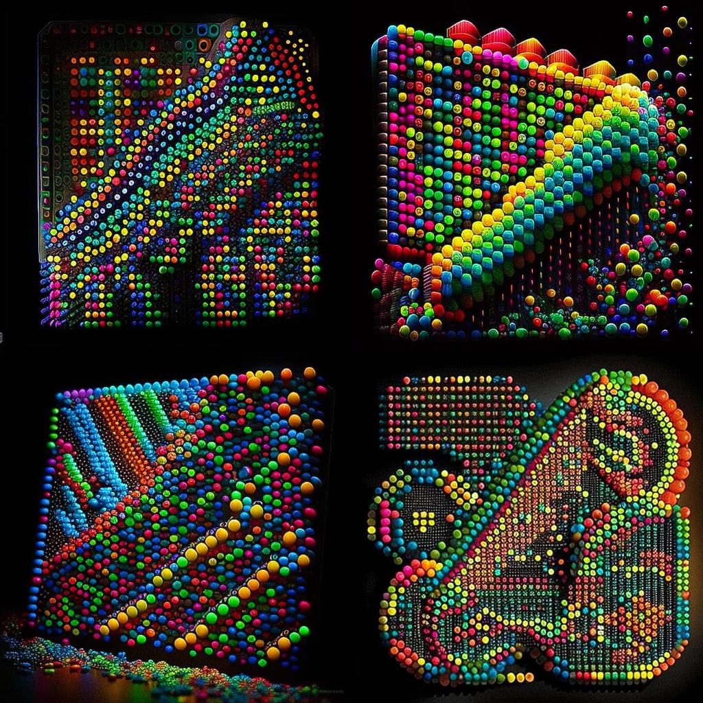 Lite Brite art style, Midjourney V4, render 1 of 4