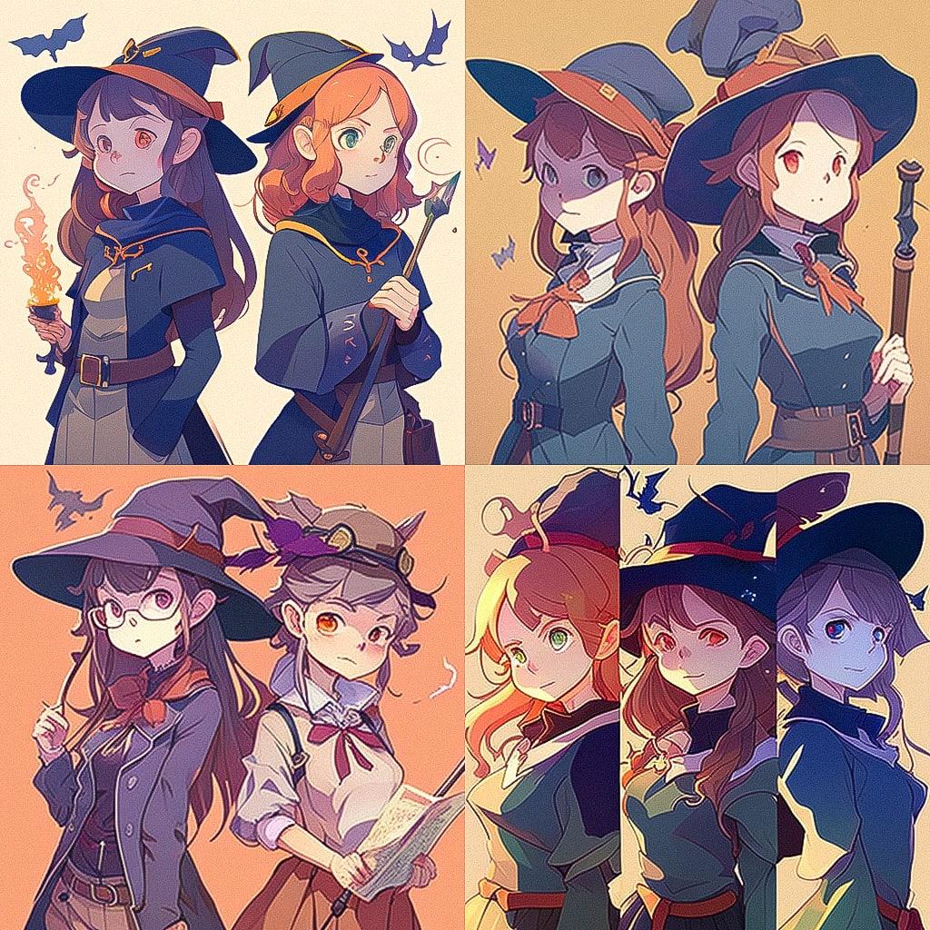 Little Witch Academia style, Midjourney V4, render 1 of 4