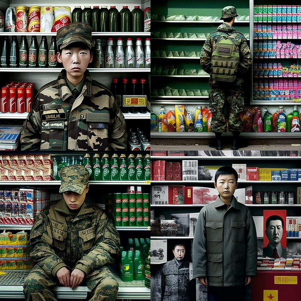 Liu Bolin style, Midjourney V4, render 1 of 4