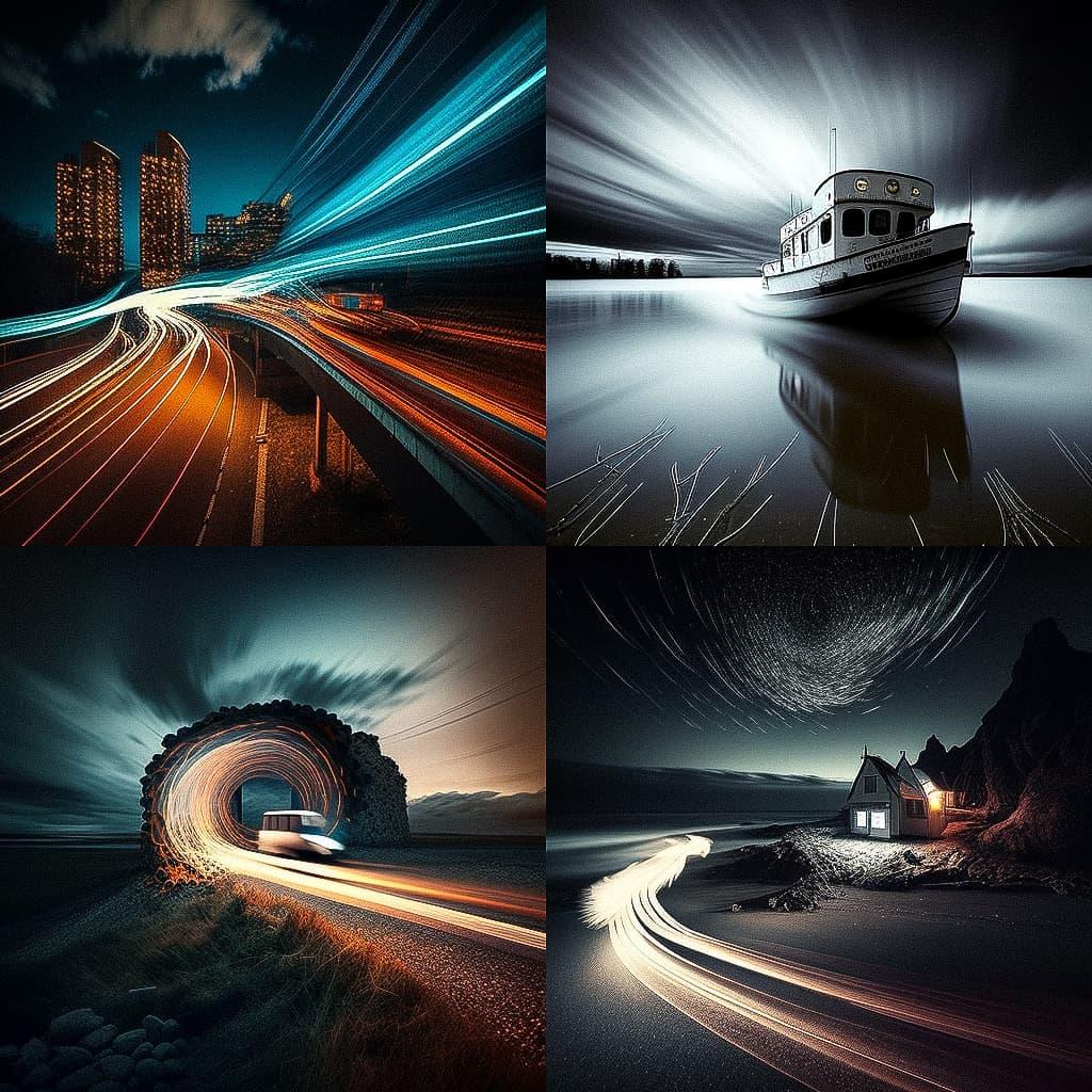 Long exposure photography style, Midjourney V4, render 1 of 4