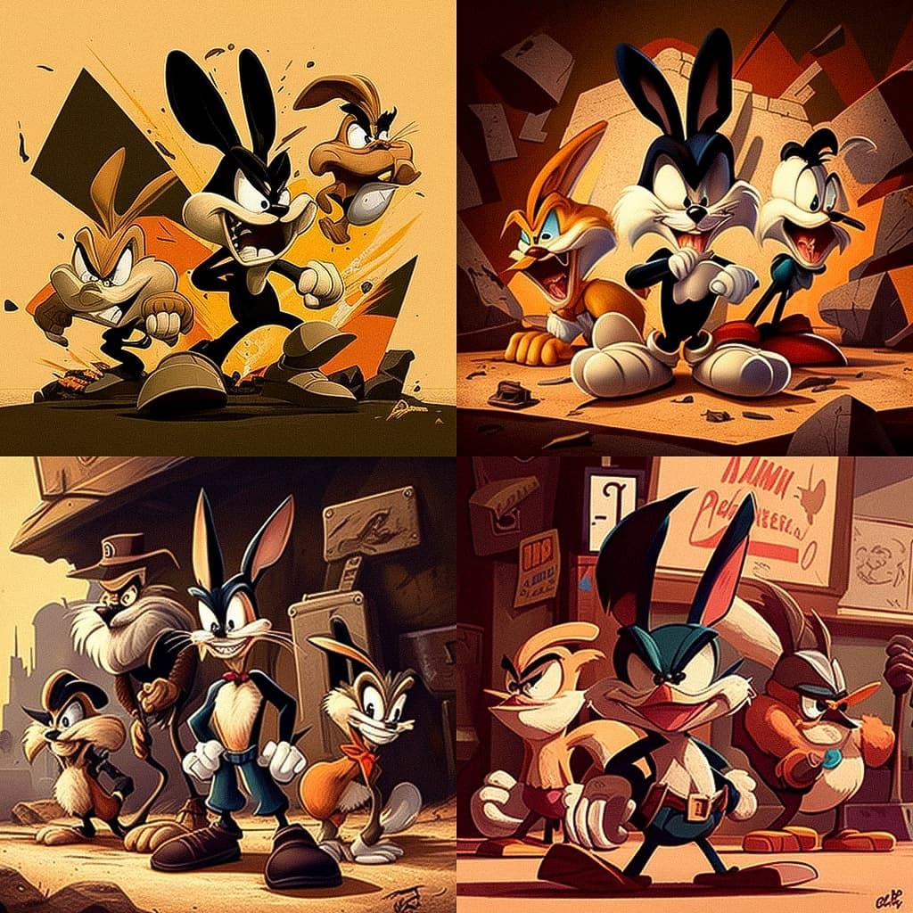Looney Tunes style, Midjourney V4, render 1 of 4