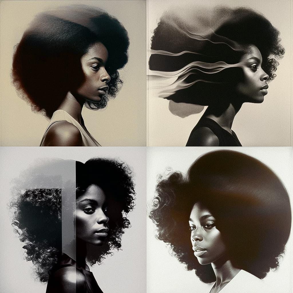 Lorna Simpson style, Midjourney V4, render 1 of 4