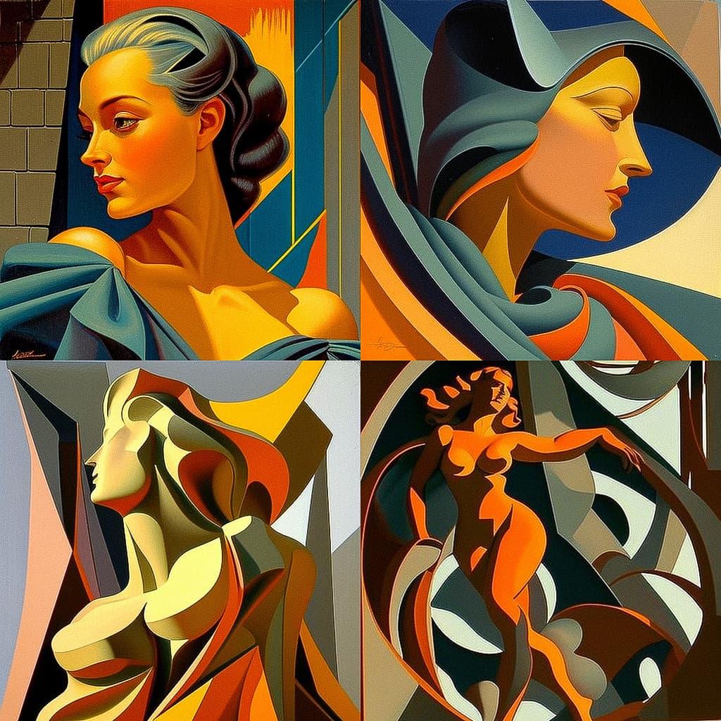 Lorser Feitelson style, Midjourney V4, render 1 of 4