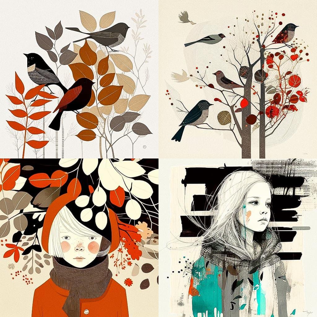 Lotta Jansdotter style, Midjourney V4, render 1 of 4