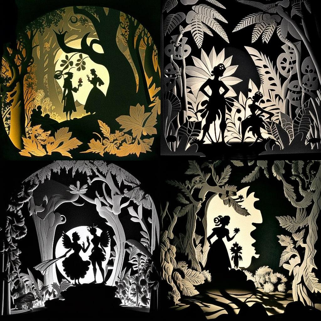 Lotte Reiniger style, Midjourney V4, render 1 of 4