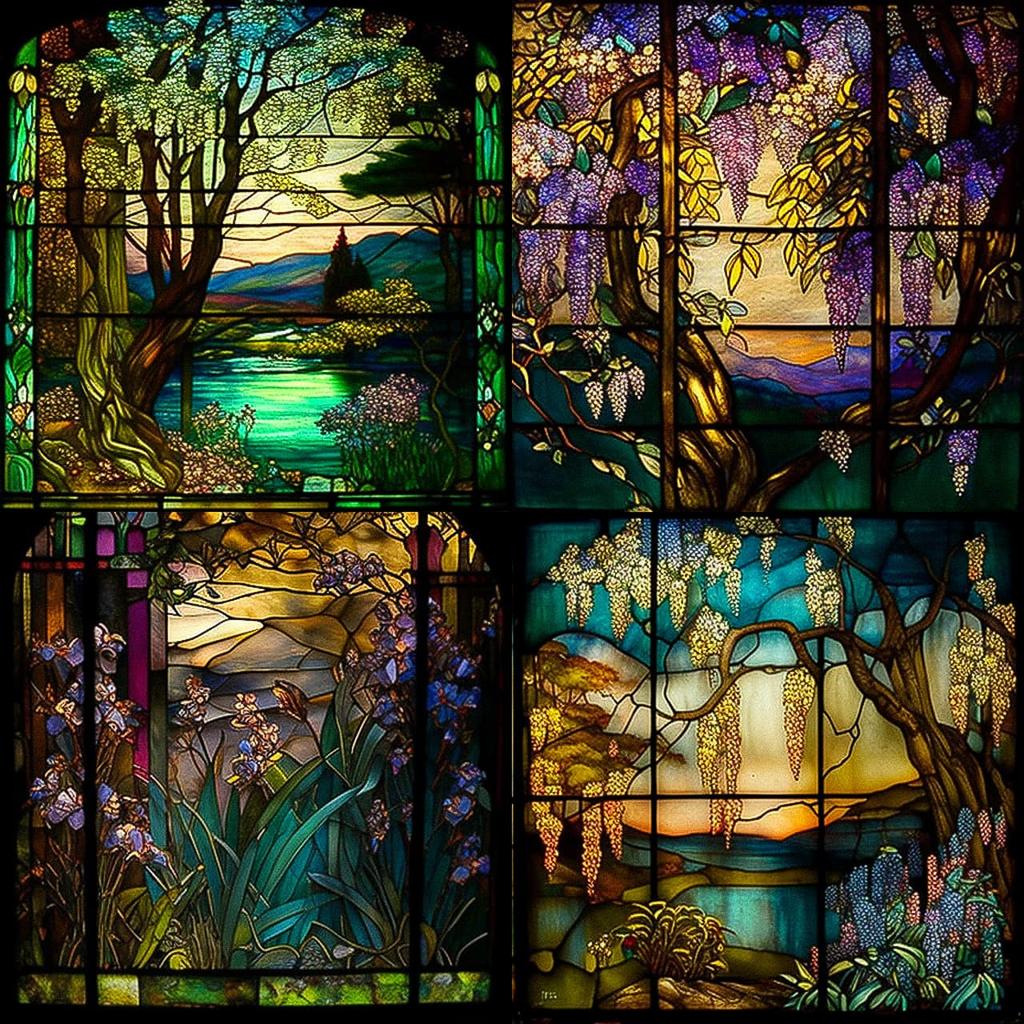 Louis Comfort Tiffany style, Midjourney V4, render 1 of 4