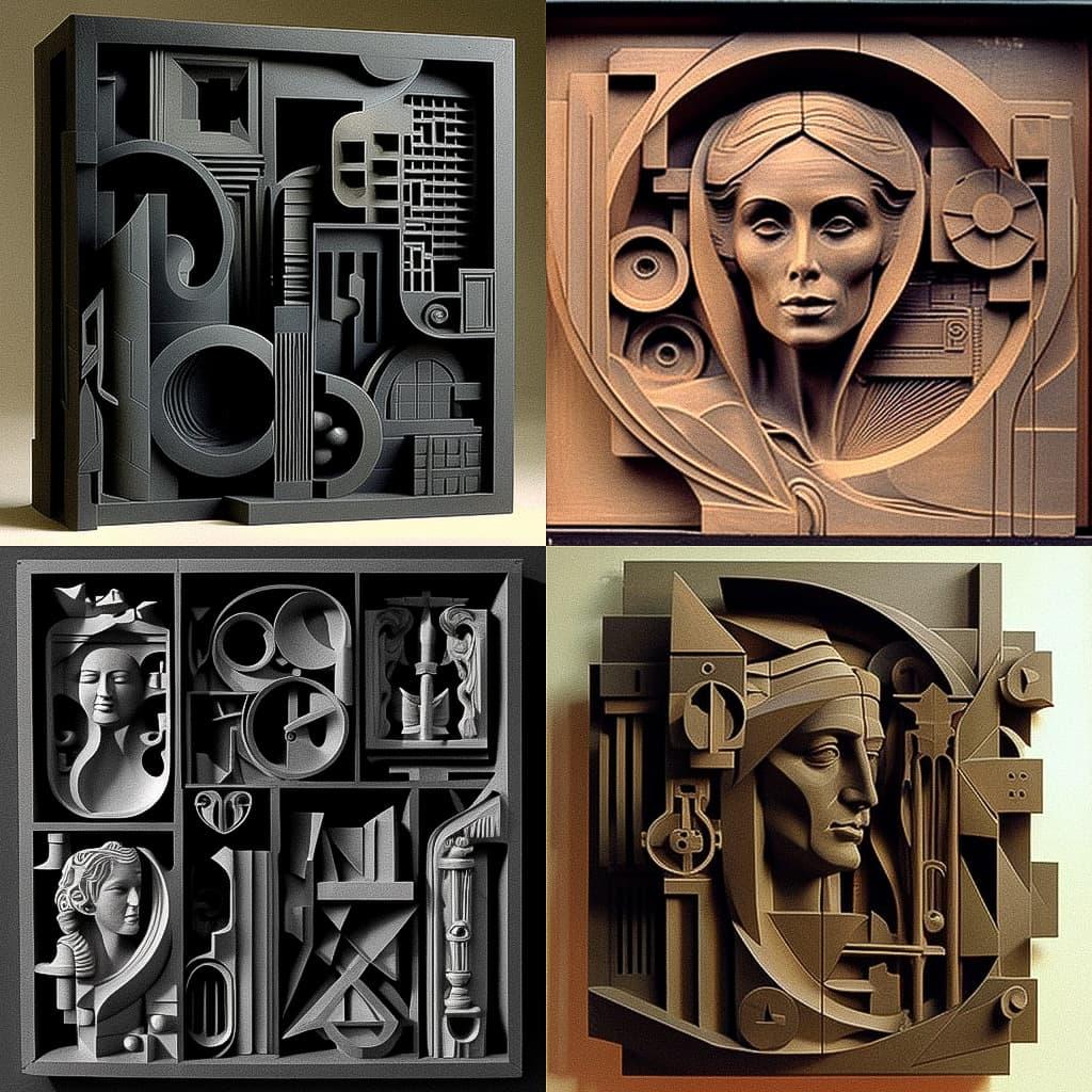 Louise Nevelson style, Midjourney V4, render 1 of 4