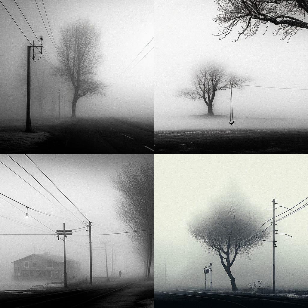 Low-hanging fog style, Midjourney V4, render 1 of 4