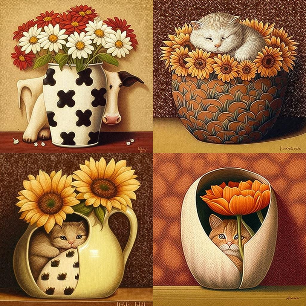 Lowell Herrero style, Midjourney V4, render 1 of 4
