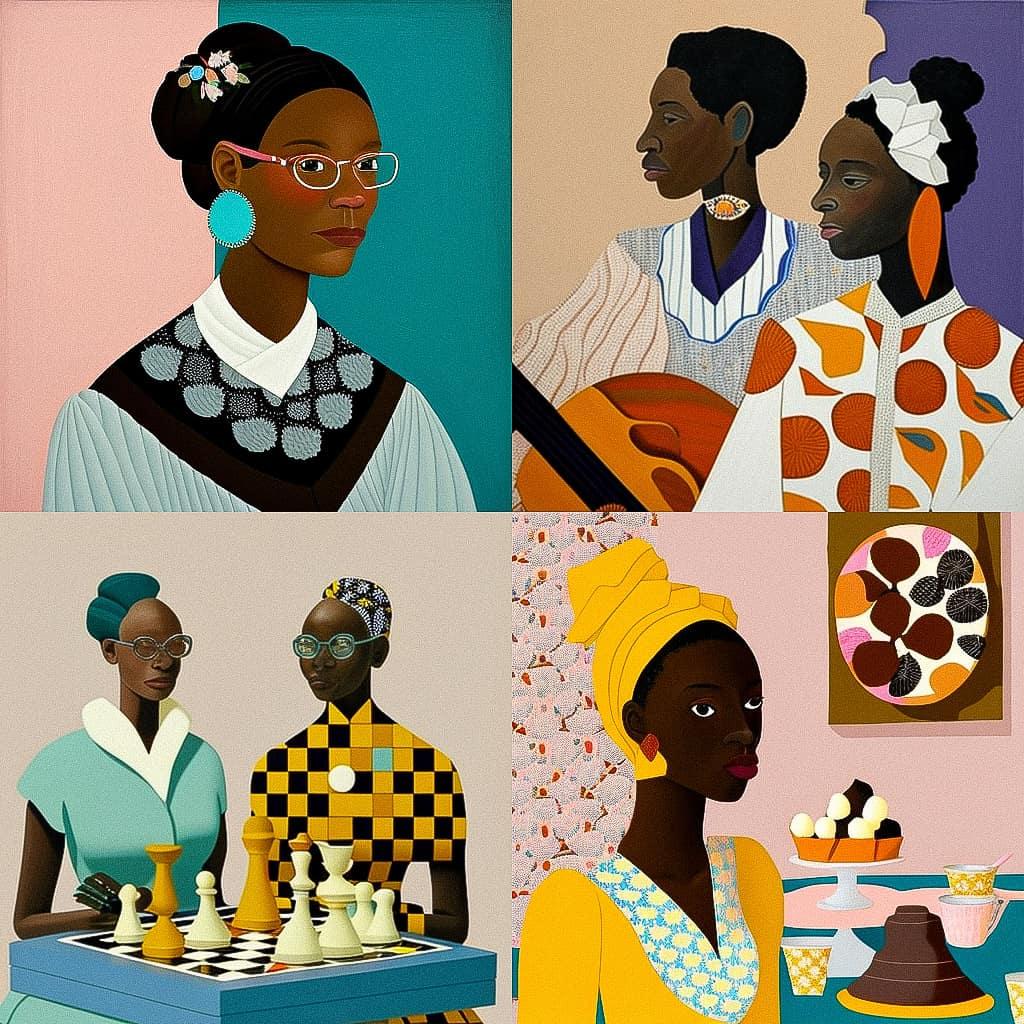 Lubaina Himid style, Midjourney V4, render 1 of 4