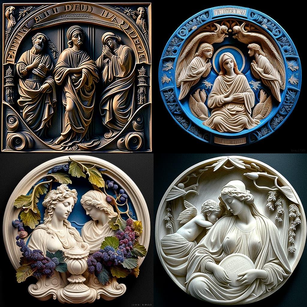 Luca della Robbia style, Midjourney V4, render 1 of 4