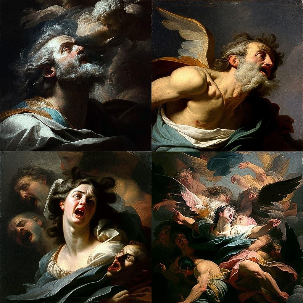Luca Giordano style, Midjourney V4, render 1 of 4