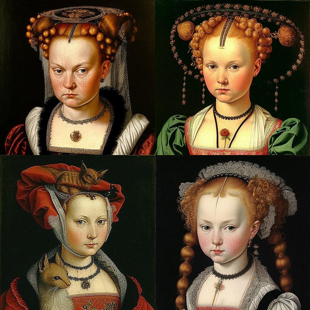 Lucas Cranach the Elder style, Midjourney V4, render 1 of 4