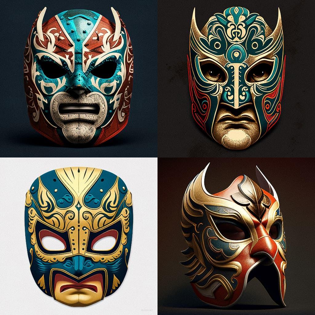 Lucha Libre mask style, Midjourney V4, render 1 of 4