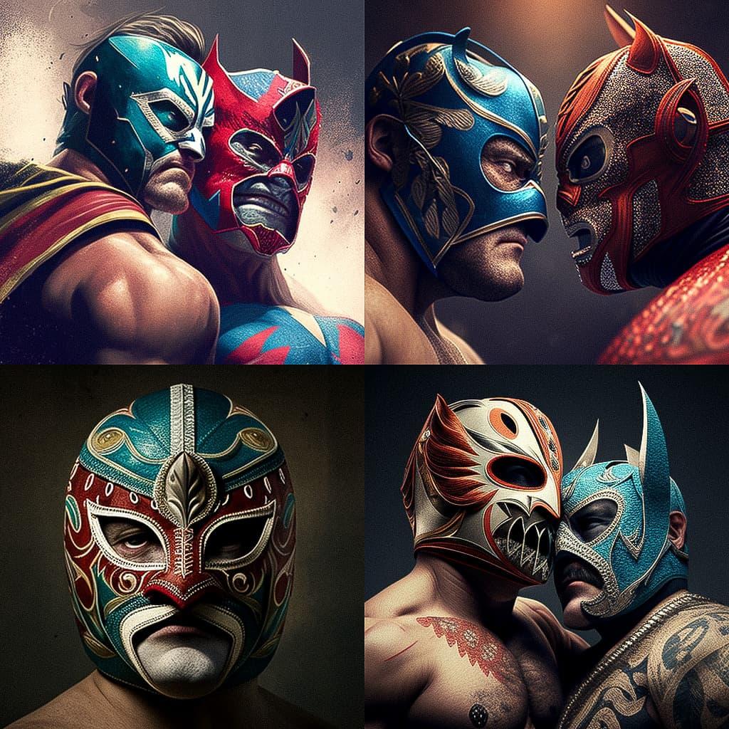 Lucha libre style, Midjourney V4, render 1 of 4