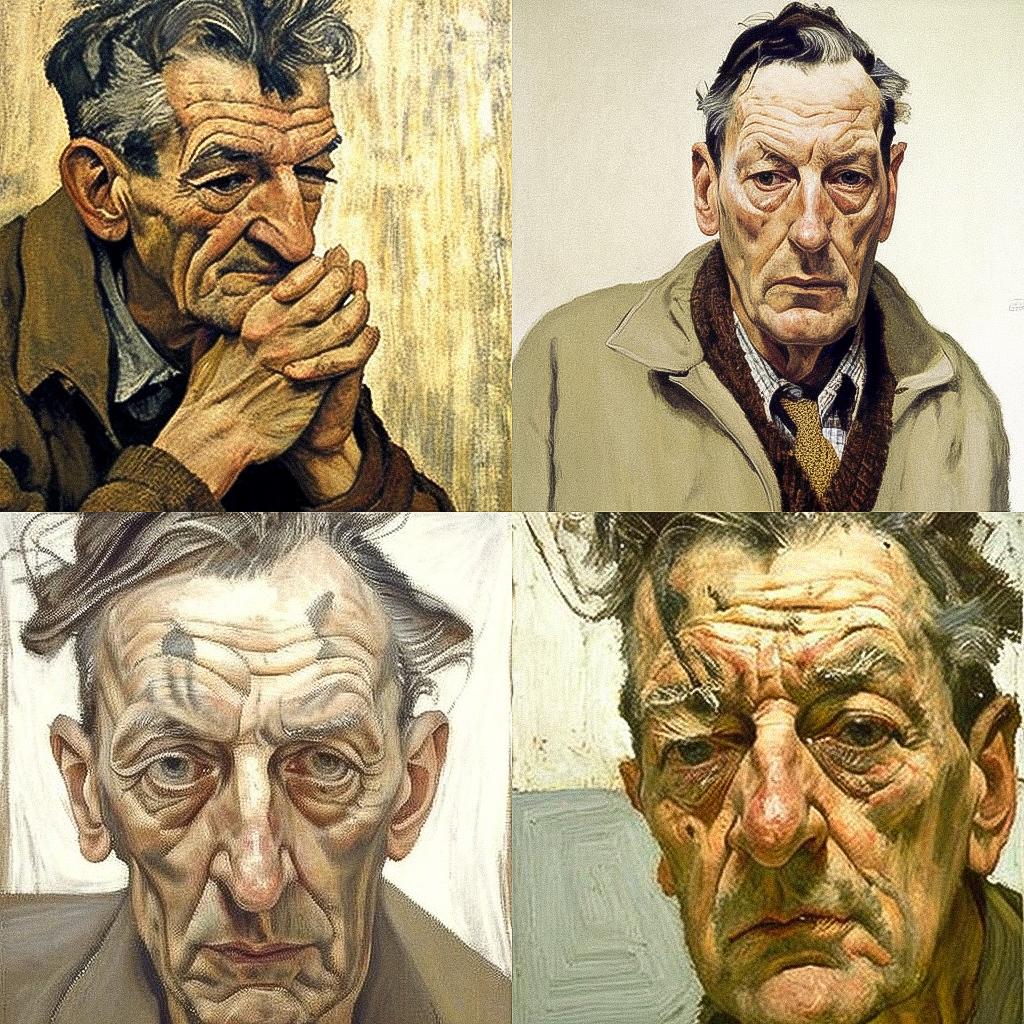 Lucian Freud style, Midjourney V4, render 1 of 4